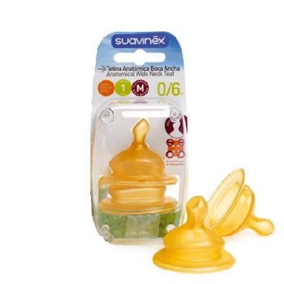 Suavinex Tetina Anatómica Boca Ancha Caucho T1M, 2Ud Suavinex Tetina Anatómica Boca Ancha Caucho T1M, 2Ud