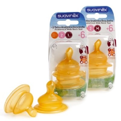 Suavinex Tetina Anatómica Boca Ancha Caucho T2M, 2Ud Suavinex Tetina Anatómica Boca Ancha Caucho T2M, 2Ud
