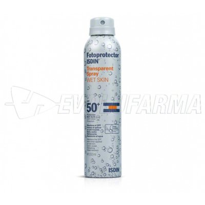 ISDIN TRANSPARENT SPRAY WET SKIN SPF 50+. 200 ml ISDIN TRANSPARENT SPRAY WET SKIN SPF 50+. 200 ml