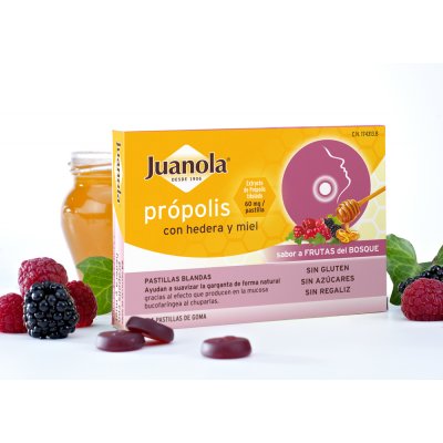 JUANOLA PROPOLIS HIEDRA FRUTOS BOSQUE PASTILLAS BLANDAS 24 UNI (48 G)