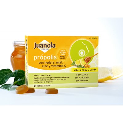 JUANOLA PROPOLIS HIEDRA MIEL LIMON PASTILLAS BLANDAS 24 UNI (48 G)