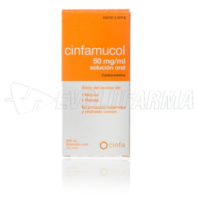 CINFAMUCOL CARBOCISTEINA 50 mg/ml SOLUCION ORAL , 1 frasco de 200 ml