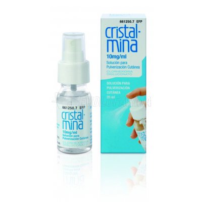 CRISTALMINA 10 mg/ml SOLUCION PARA PULVERIZACION CUTANEA, 1 frasco de 25 ml CRISTALMINA 10 mg/ml SOLUCION PARA PULVERIZACION CUTANEA, 1 frasco de 25 ml