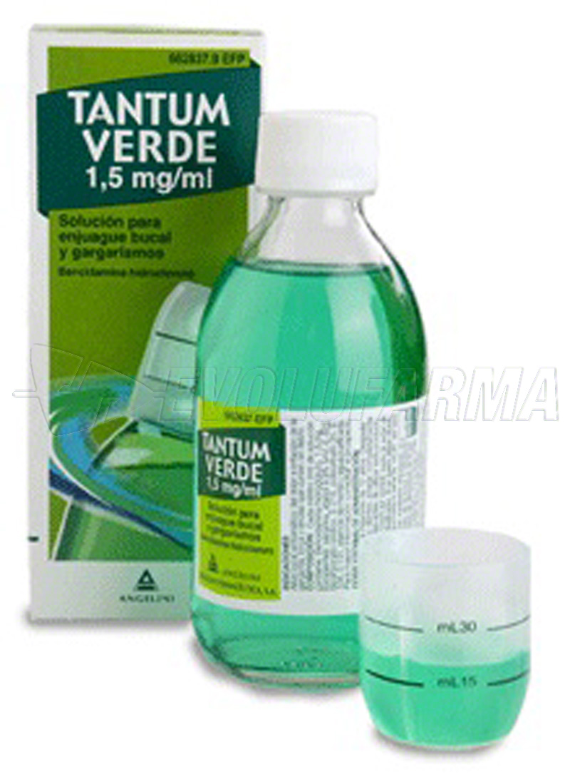TANTUM VERDE 1,5 mg/ml SOLUCION PARA GARGARISMOS Y ENJUAGUE BUCAL , 1 frasco de 240 ml TANTUM VERDE 1,5 mg/ml SOLUCION PARA GARGARISMOS Y ENJUAGUE BUCAL , 1 frasco de 240 ml