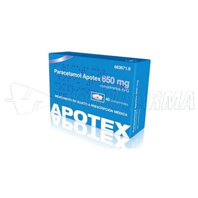 PARACETAMOL APOTEX 650 mg COMPRIMIDOS EFG, 40 comprimidos PARACETAMOL APOTEX 650 mg COMPRIMIDOS EFG, 40 comprimidos
