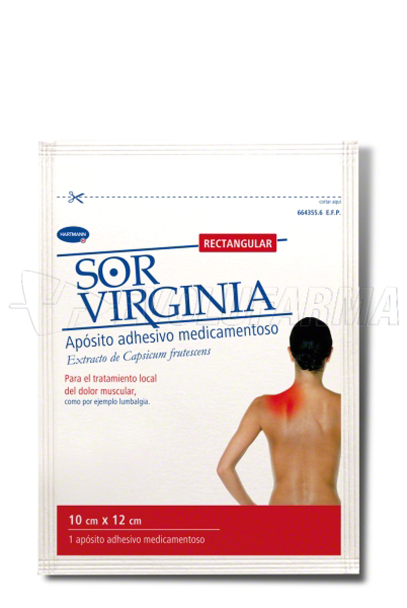 SOR VIRGINIA APOSITO ADHESIVO MEDICAMENTOSO, RECTANGULAR, 1 apósito SOR VIRGINIA APOSITO ADHESIVO MEDICAMENTOSO, RECTANGULAR, 1 apósito