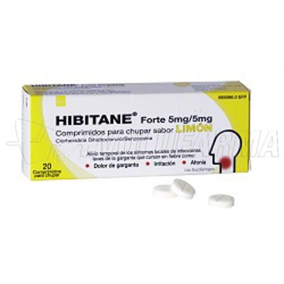 HIBITANE  5 mg/5 mg COMPRIMIDOS PARA CHUPAR SABOR LIMON , 20 comprimidos