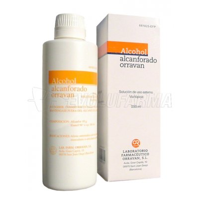 ALCOHOL ALCANFORADO ORRAVAN SOLUCION CUTANEA , 1 frasco de 250 ml ALCOHOL ALCANFORADO ORRAVAN SOLUCION CUTANEA , 1 frasco de 250 ml