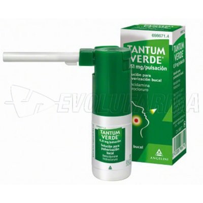 TANTUM VERDE 0,51 MG/PULSACION SOLUCION PARA PULVERIZACION BUCAL , frasco de 15 ml