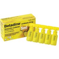 BETADINE UNIDOSIS 0,5 g SOLUCION CUTANEA, 10 envases unidosis de 5 ml BETADINE UNIDOSIS 0,5 g SOLUCION CUTANEA, 10 envases unidosis de 5 ml