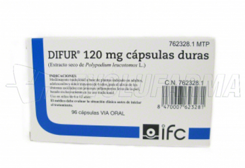 DIFUR 120 mg CAPSULAS DURAS , 96 cápsulas DIFUR 120 mg CAPSULAS DURAS , 96 cápsulas