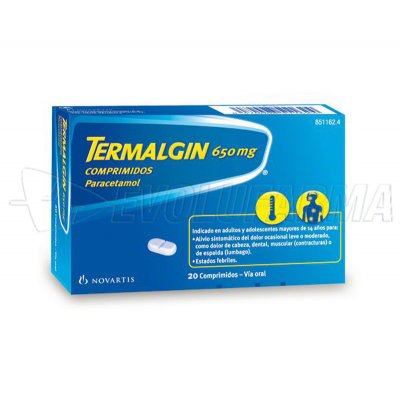 TERMALGIN 650 mg COMPRIMIDOS, 20 comprimidos