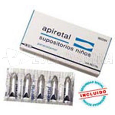 APIRETAL NIÑOS 250mg SUPOSITORIOS , 5 supositorios APIRETAL NIÑOS 250mg SUPOSITORIOS , 5 supositorios