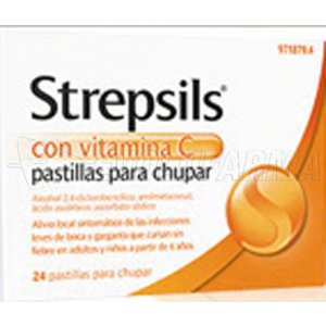 STREPSILS CON VITAMINA C PASTILLAS PARA CHUPAR , 24 pastillas
