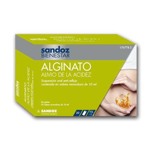 SANDOZ BIENESTAR ALGINATO ALIVIO DE LA ACIDEZ 10 ML 20 SOBRES SANDOZ BIENESTAR ALGINATO ALIVIO DE LA ACIDEZ 10 ML 20 SOBRES