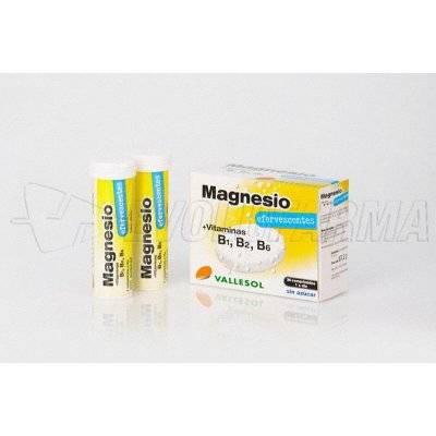VALLESOL MAGNESIO+VITAMINA B. Caja de 24 comprimidos efervescentes sin azúcar. VALLESOL MAGNESIO+VITAMINA B. Caja de 24 comprimidos efervescentes sin azúcar.